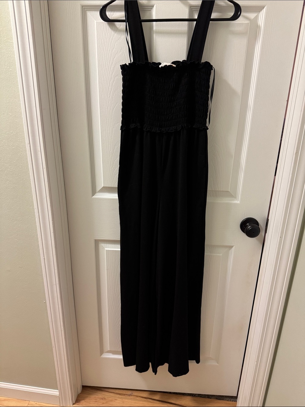 C&C California Black Smocked Strap Jumpsuit
